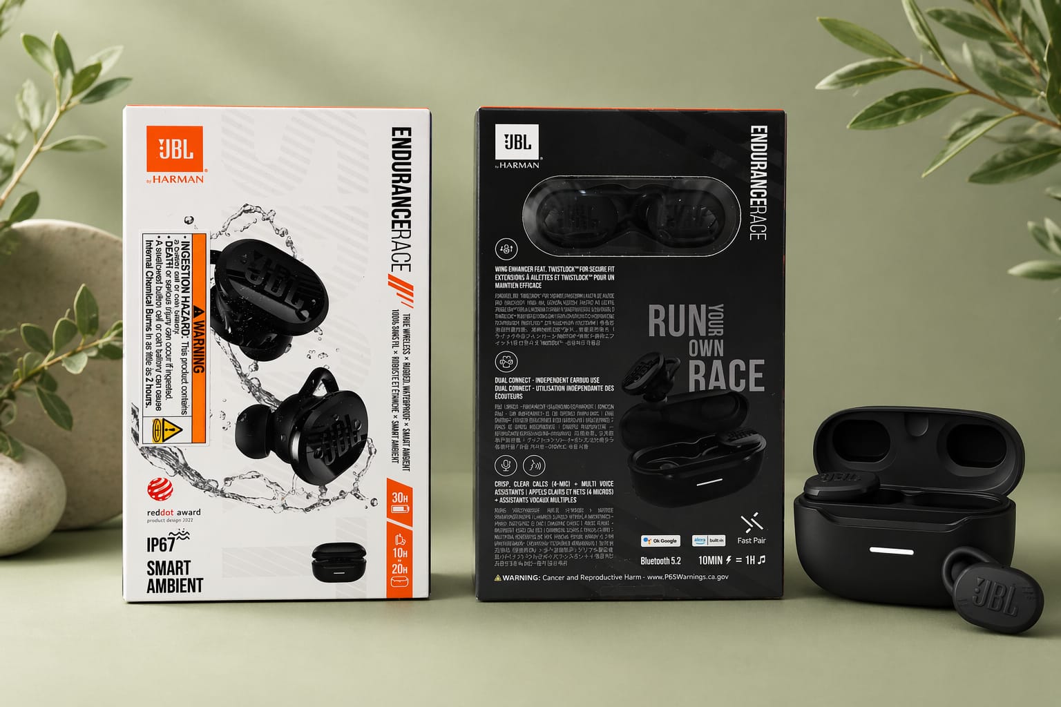 JBL Endurance Race TWS Wireless Earbuds – Waterproof, 30H Battery, Bluetooth